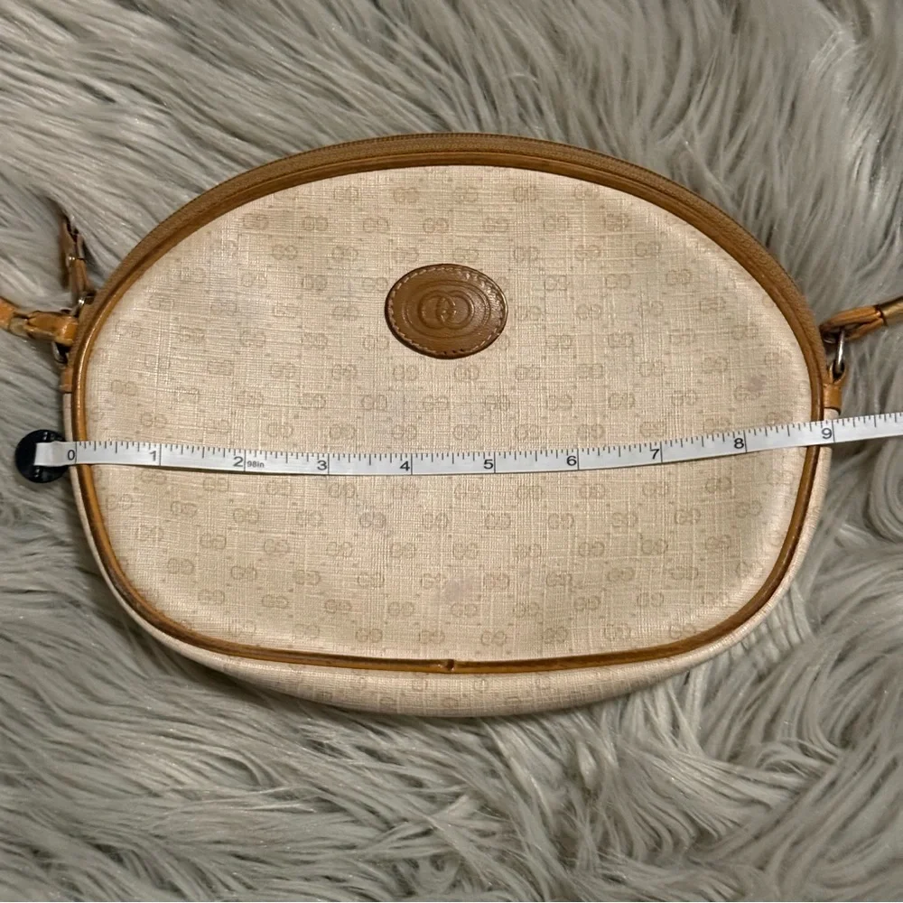 GUCCI Vintage Micro GG Canvas Shoulder Bag PVC Leather Beige - Picture 14 of 16